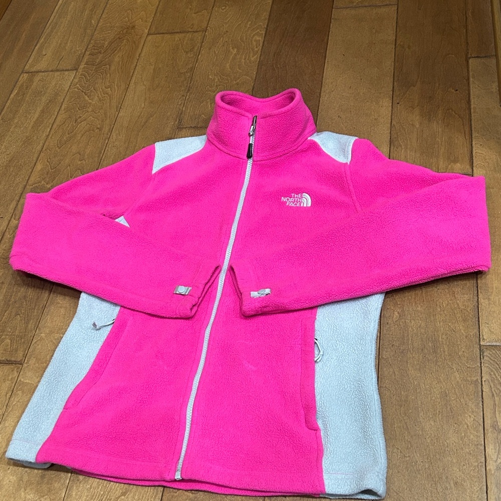 🏔️The North Face Fuchsia and Gray Fleece Jacket Medium GUC - Picture 9 of 10